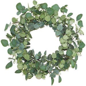 Artificial Eucalyptus Wreath - 20" Fake Green Leaves Eucalyptus Wreath